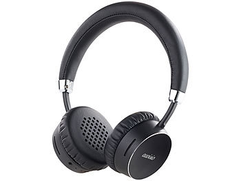 auvisio Premium-Bluetooth 4.0-On-Ear-Headset im Alu-Gehäuse, Echtleder