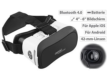 VR Brille: auvisio Virtual-Reality-Brille mit Bluetooth, Magnetschalter und 42-mm-Linsen