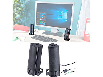 auvisio 2in1-PC-Stereo-Lautsprecher und Soundbar, 10 Watt, USB-Stromversorgung