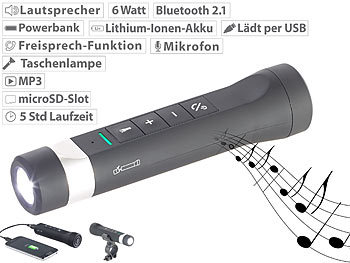 auvisio 5in1-Lautsprecher, Freisprecher, Powerbank,Taschenlampe,MP3, Bluetooth