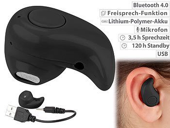Callstel Winziges Akku-In-Ear-Headset mit One-Touch-Bedienung, Bluetooth 4.0