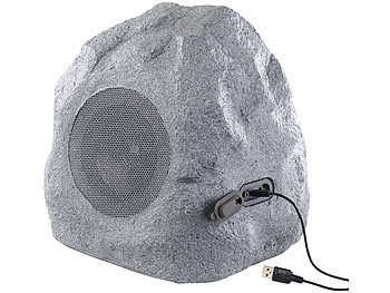 auvisio Garten- und Outdoor-Lautsprecher im Stein-Design, Bluetooth, 30W, IPX4