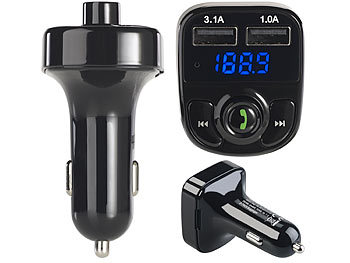 Freisprecher für 12/24 V Bluetooth: MP3-FM-Transmitter mit Bluetooth USB-Port auvisio Auto Kfz Bluetooth