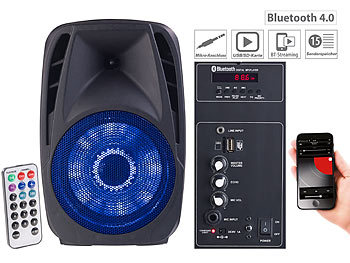 auvisio Mobile PA-Partyanlage mit Bluetooth, MP3, USB, SD, 100 Watt, Karaoke