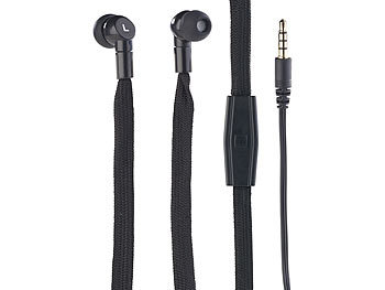 auvisio In-Ear-Stereo-Headset im Schnürsenkel-Design, Freisprechfunktion, IPX7