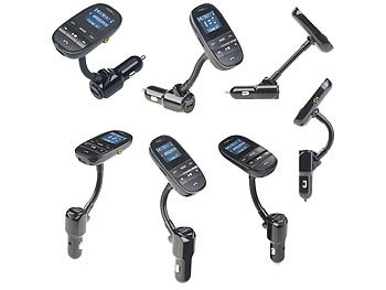 auvisio Kfz-FM-Transmitter, Bluetooth, Freisprecher, MP3, USB-Ladeport, 2,1 A