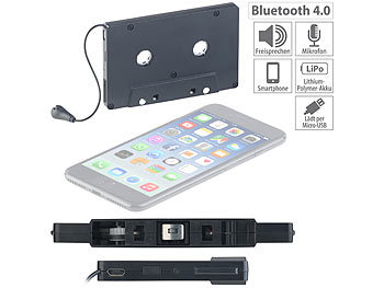 Kassettenadapter: auvisio Kabelloser Kassetten-Musik-Adapter, Bluetooth 5.0, Freisprech-Funktion