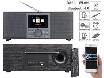 VR-Radio Stereo-Internetradio mit DAB+, FM, Bluetooth, Wecker, 32 Watt, schwarz