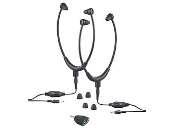 Kopfhörer für TVs: newgen medicals 2 TV-Kinnbügel-Kopfhörer, Stereo-Verteiler, 3,5-mm-Klinke, bis 117 dB