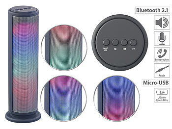 auvisio Mobiler Lautsprecher, Bluetooth, 36 LEDs, Freisprecher, Akku, 12 Watt