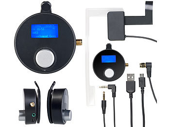 DAB Adapter: auvisio DAB+/DAB-Empfänger mit FM-Transmitter, AUX-Audioausgang, für Kfz/HiFi