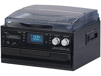 auvisio 5in1-Plattenspieler mit DAB+/FM-Radio, Bluetooth, CD/Kassetten-Player