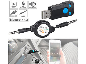 auvisio Audio-Receiver mit MP3-Player & Freisprecher, Bluetooth 4.2, AUX-Out