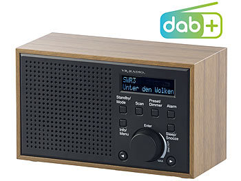 VR-Radio Digitales DAB+/FM-Radio mit Wecker, LCD-Display, Holzdesign, 4 W