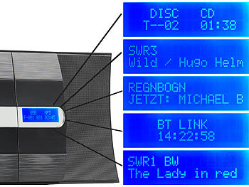 auvisio Vertikale Design-Stereoanlage, FM/DAB+, Bluetooth, CD, MP3, AUX, 40 W
