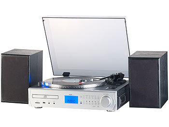 auvisio 5in1-Plattenspieler/Digitalisierer, CD, Bluetooth, Kassette, MP3, FM