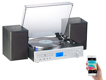 auvisio 5in1-Plattenspieler/Digitalisierer, CD, Bluetooth, Kassette, MP3, FM