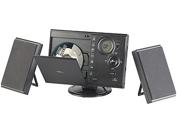auvisio Vertikale Stereo-Kompaktanlage mit Bluetooth, FM, CD, MP3 & AUX, 10 W