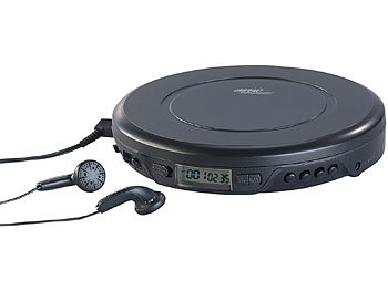 auvisio Tragbarer CD-Player mit Ohrhörern, Bluetooth und Anti-Shock-Funktion