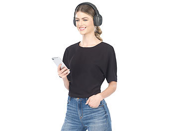 auvisio Over-Ear-Headset mit Bluetooth 5, MP3, FM, Akku, Auto Connect, 22 Std.
