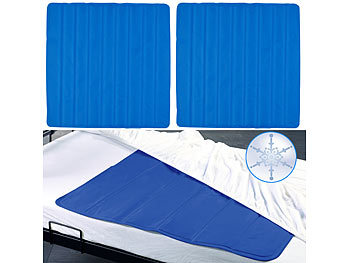 Kuehlmatte: newgen medicals 2er-Set Kühlende Matratzenauflagen, 90 x 90 cm, wiederverwendbar, blau
