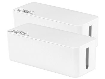 Stromkabel-Boxen: Callstel 2er-Set Kabelboxen groß, 40,8 x 15,8 x 13,4 cm, weiß