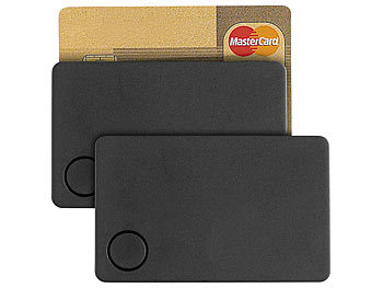 Fernauslöser: Callstel 2er-Set 4in1-Schlüsselfinder im Kreditkarten-Format, GPS-Ortung, App