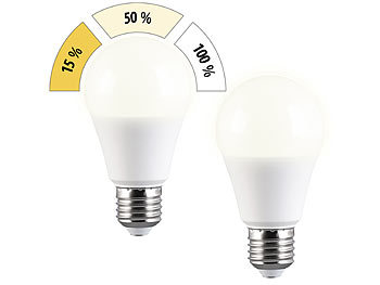 Luminea 4er-Set LED-Lampe E27 9W (ers. 75W) 3-stufig dimmbar 830 lm warmweiß