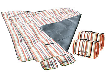 Iso Picknickdecke: PEARL 2er-Set Fleece-Picknick-Decken 200x175 cm, wasserabweisende Unterseite