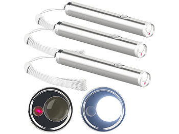 Mini Laserpointer: PEARL 3er Pack 2in1-LED-Taschenlampe & Laserpointer, Edelstahl-Gehäuse