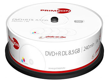 PRIMEON DVD+R Double Layer 8.5GB 8x photo-on-disc printable 25er Cake