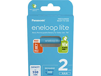 Akku Telefon: Panasonic eneloop lite NiMH-Akkus AAA / Micro, 1,2 Volt, 550 mAh, 2er-Pack