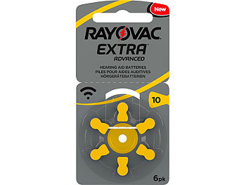 Knopfzellen: RAYOVAC Hörgeräte-Batterien 10 Extra Advanced 1,45V 105 mAh, 6er-Pack