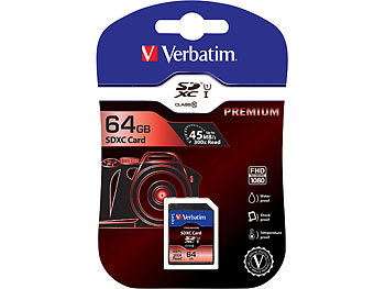 Verbatim Premium SDXC-Speicherkarte mit 64 GB, Class 10, UHS Class U1