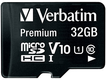 Micro-SDS für Tablet: Verbatim Premium microSDHC-Speicherkarte 32 GB, 90 MB/s, Class 10, U1