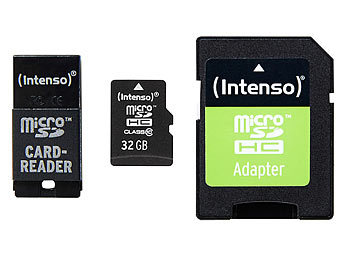 Intenso microSDHC-Karte 32 GB, Class 10, inkl. SD-Adapter und USB-Adapter
