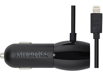 XtremeMac iPhone- & iPad-Kfz-Netzteil, Lightning-Kabel, USB, MFi, 2,4 A, 12/24 V