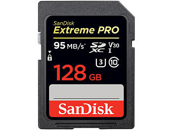 SanDisk Extreme PRO SDXC-Speicherkarte, 128 GB, UHS Class 3 (U3), 95 MB/s
