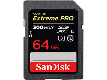 SanDisk Extreme Pro SDXC-Speicherkarte, 64 GB, 300 MB/s, UHS-II