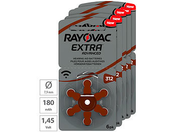 Hörgerätebatterien: RAYOVAC Hörgeräte-Batterien 312 Extra Advanced 1,45V 180 mAh, 5x 6er Sparpack