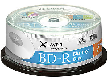 Xlayer Blu-ray-Rohlinge BD-R 25 GB 4x, printable, 25er-Spindel