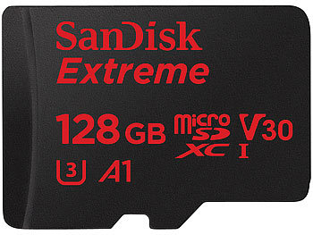 SanDisk Extreme microSDXC Speicherkarte 128GB, 100MB/s, U3, V30, A1