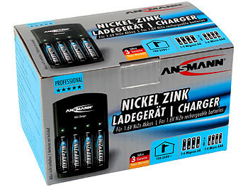 Ansmann Ladegerät für 4 Nickel-Zink-Akkus (NiZn) mit 1,6 V, Typ AA und AAA