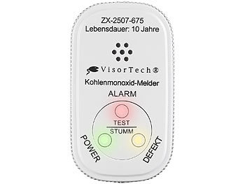 VisorTech 3er-Set Mini-Kohlenmonoxid-Melder, 10-Jahres-Batterie, DIN EN 50291-1