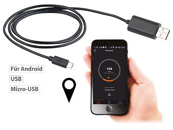 Standortmarker: Lescars Kfz-Finder Micro-USB-Kabel mit Bluetooth, Standort-Markierung per App