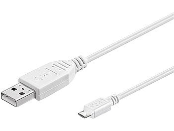 USB-2.0-Daten- und Ladekabel, Micro-USB-B auf USB-A, weiss, 5m / Usb Kabel