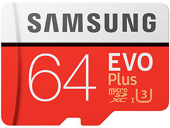 Samsung microSDXC 64 GB EVO Plus mit SD-Adapter, Class 10 / U3