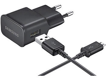 Samsung USB-Ladegerät mit Micro-USB-Kabel, 100 - 240 Volt, 2 Ampere, schwarz