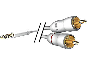 Inakustik HiFi Audio-Kabel 2x Cinch auf 3,5-mm-Klinke, vergoldete Kontakte, 1,5m