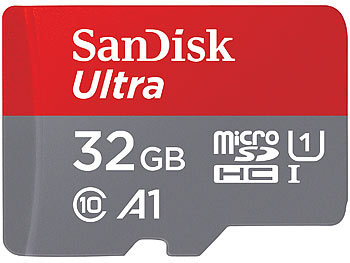 SanDisk Ultra microSDHC, 32 GB, 98 MB/s, Class 10, U1, A1, mit Adapter